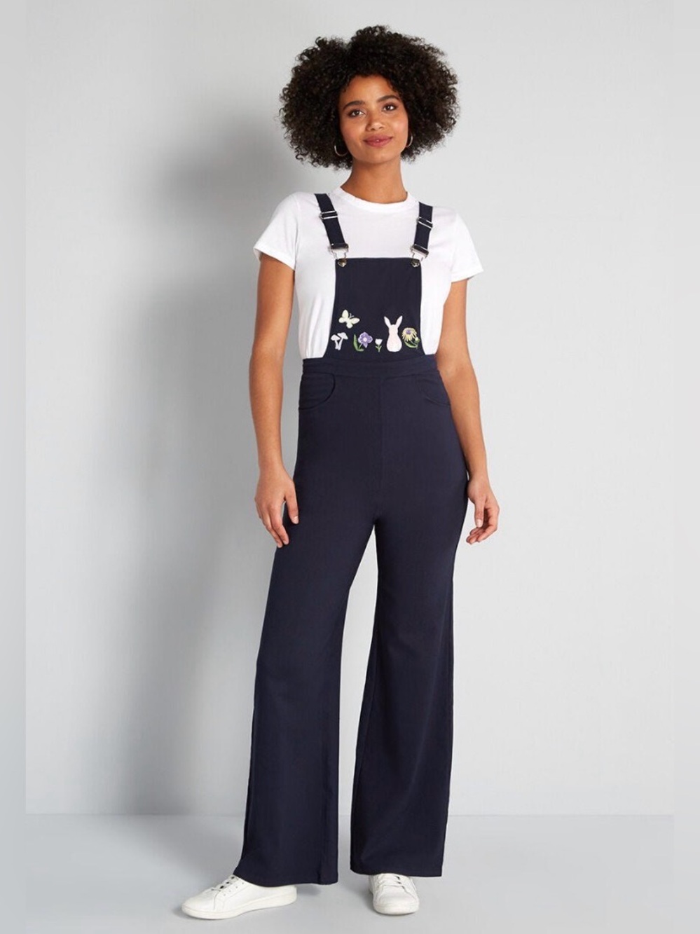 ModCloth x Collectif Kayden Enchanted Embroidered Wide Leg Dungarees Sz 6